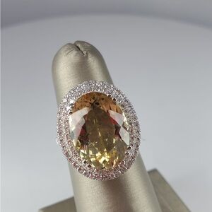 Handcrafted Pave Beryl Ring 9 Ct 14K White Gold